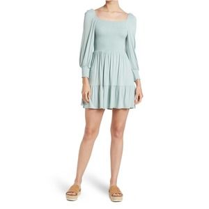 BB Dakota Let's Go Smocked Bodice Long Sleeve Minidress